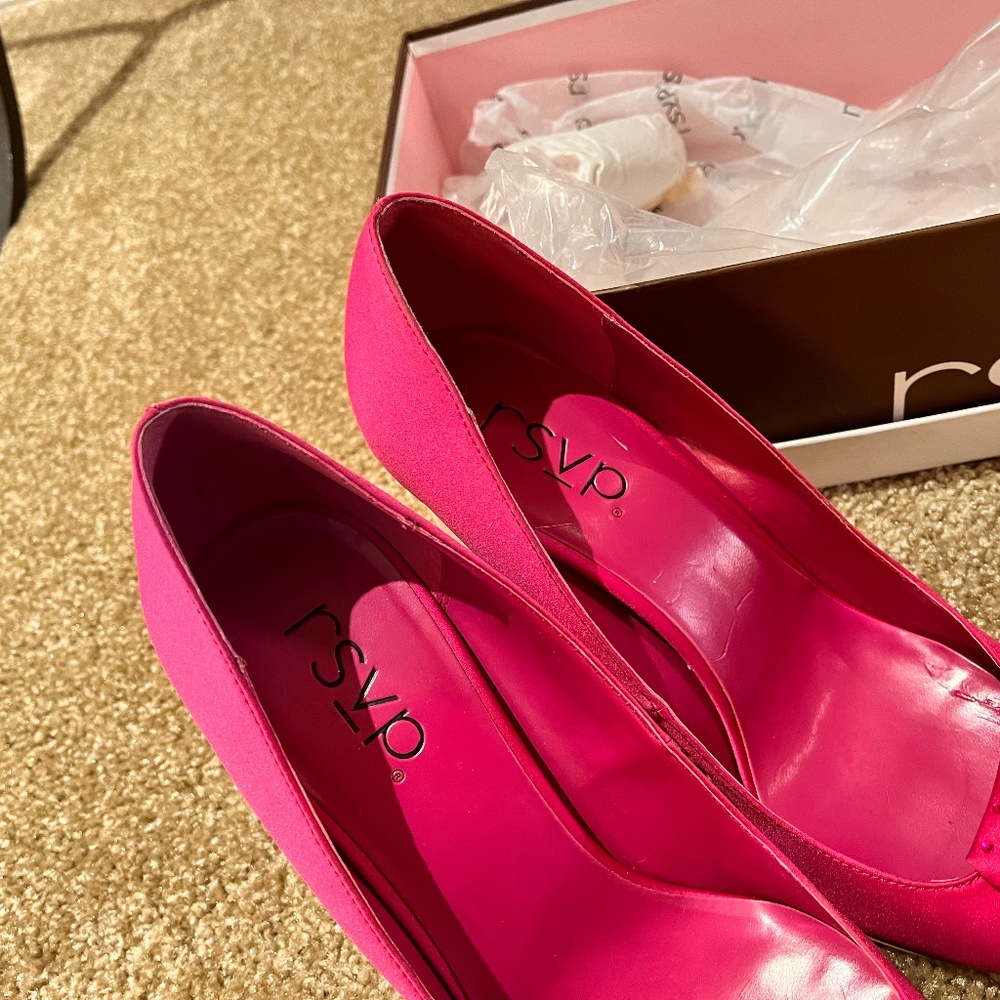 RSVP pink satin heels
